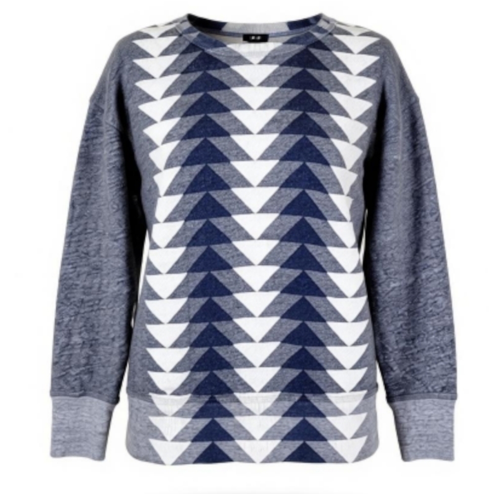J Crew Sweatshirt Women Size S Geometric Crew Neck Drop Shoulder Oversized Gray